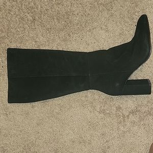 Tall black suede boots